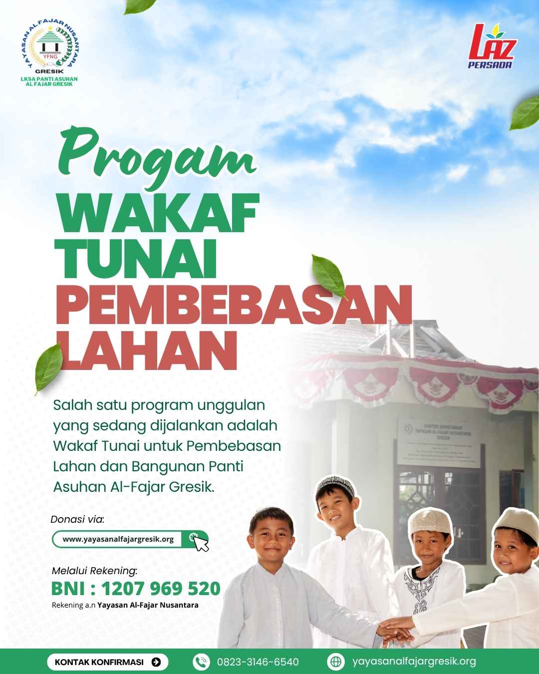 Program Wakaf Tunai Pembebasan Lahan dan Bangunan Panti Asuhan Al-Fajar Gresik